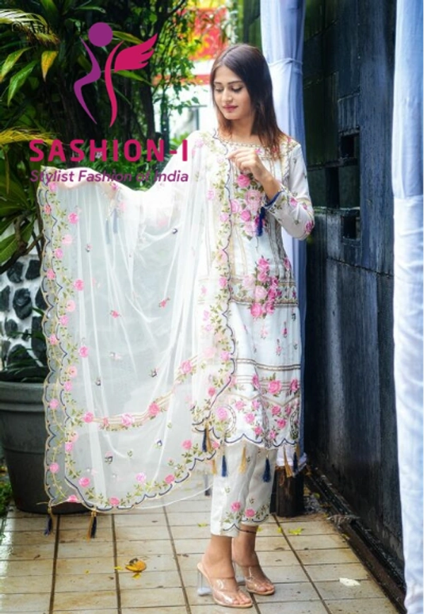 Off White Colour Salwar Kameez With Top bottom Dupatta Heavy Work